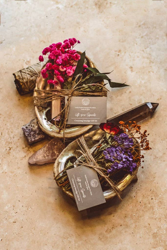 Abalone, Sage, Palo Santo, Selenite & Feather Gift Set