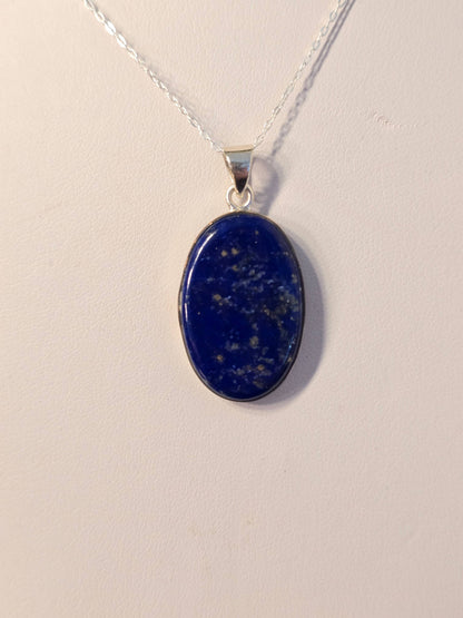 Lapis Lazuli Sterling Silver Pendant and Chain - 6.4g
