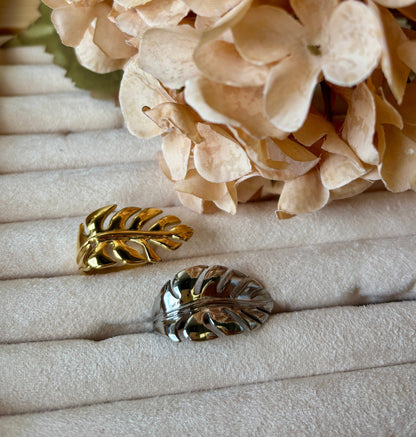 18ct Gold Plated Leaf Statement Ring - Gold