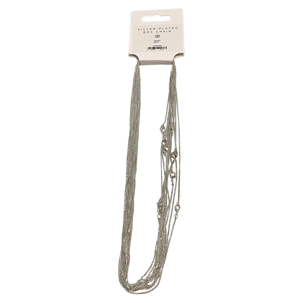 Silver-Plated Chains, Pack of 10: 20" / Box Chain