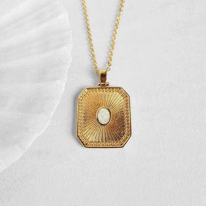Opal Sunburst Charm Necklace: 16 - 18 inches