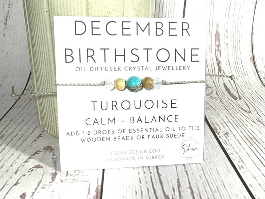 Birthstone Oil Diffuser Bracelet: December