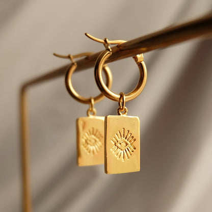 Third Eye Charm Hoop Earrings