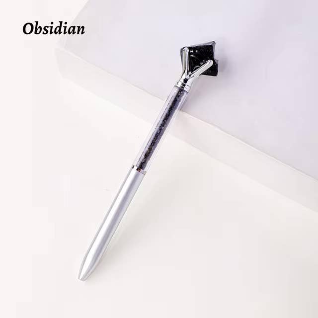 Raw Stone Cylindrical Crystal Pen: Citrine