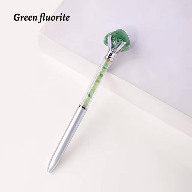 Raw Stone Cylindrical Crystal Pen: Green Fluorite