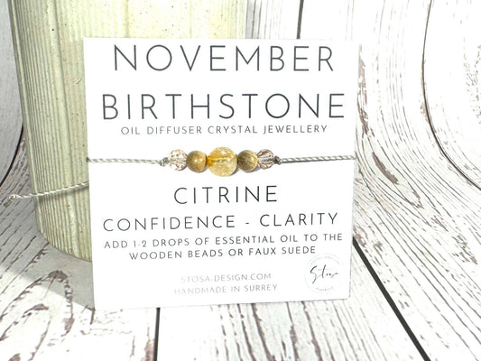 Birthstone Oil Diffuser Bracelet: November