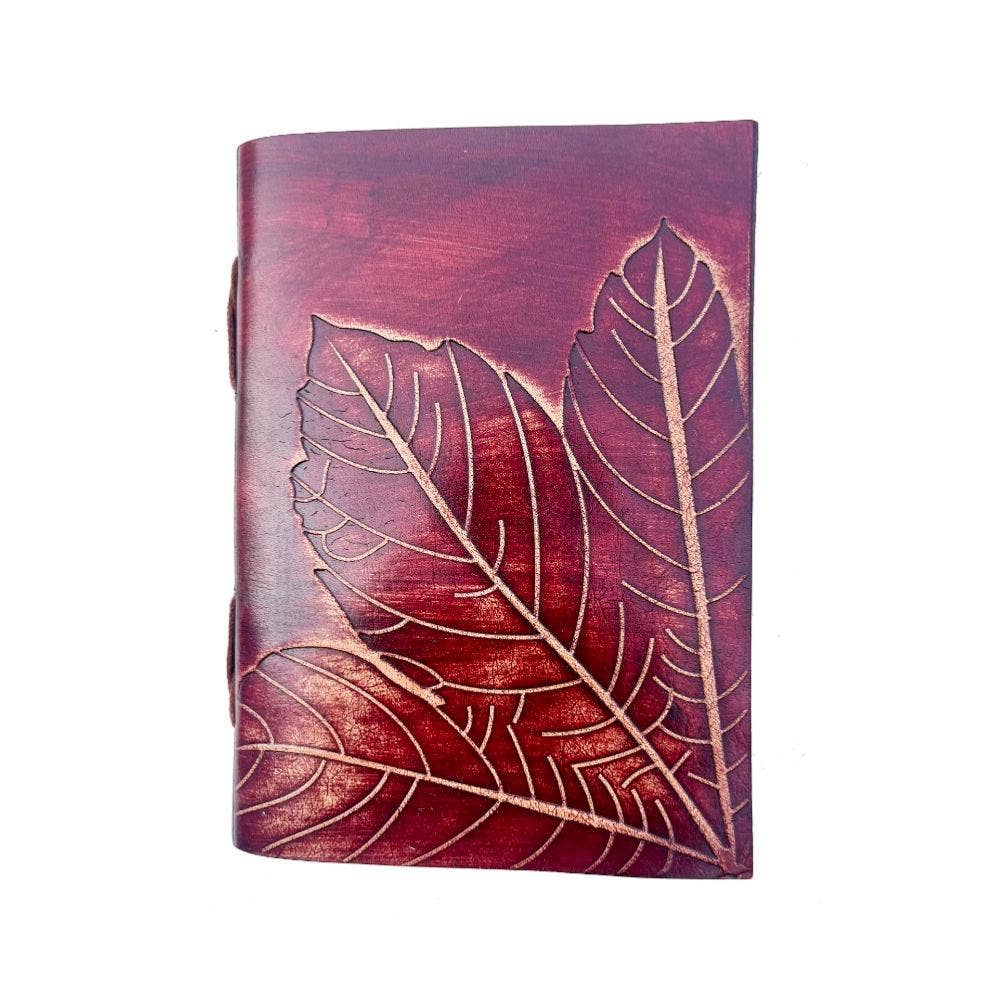 Notebook Recycled Paper Leaves Red 13 x 18cm