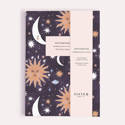 Sun And Moon Notebook | Plain Page Journal | Blank Notebooks