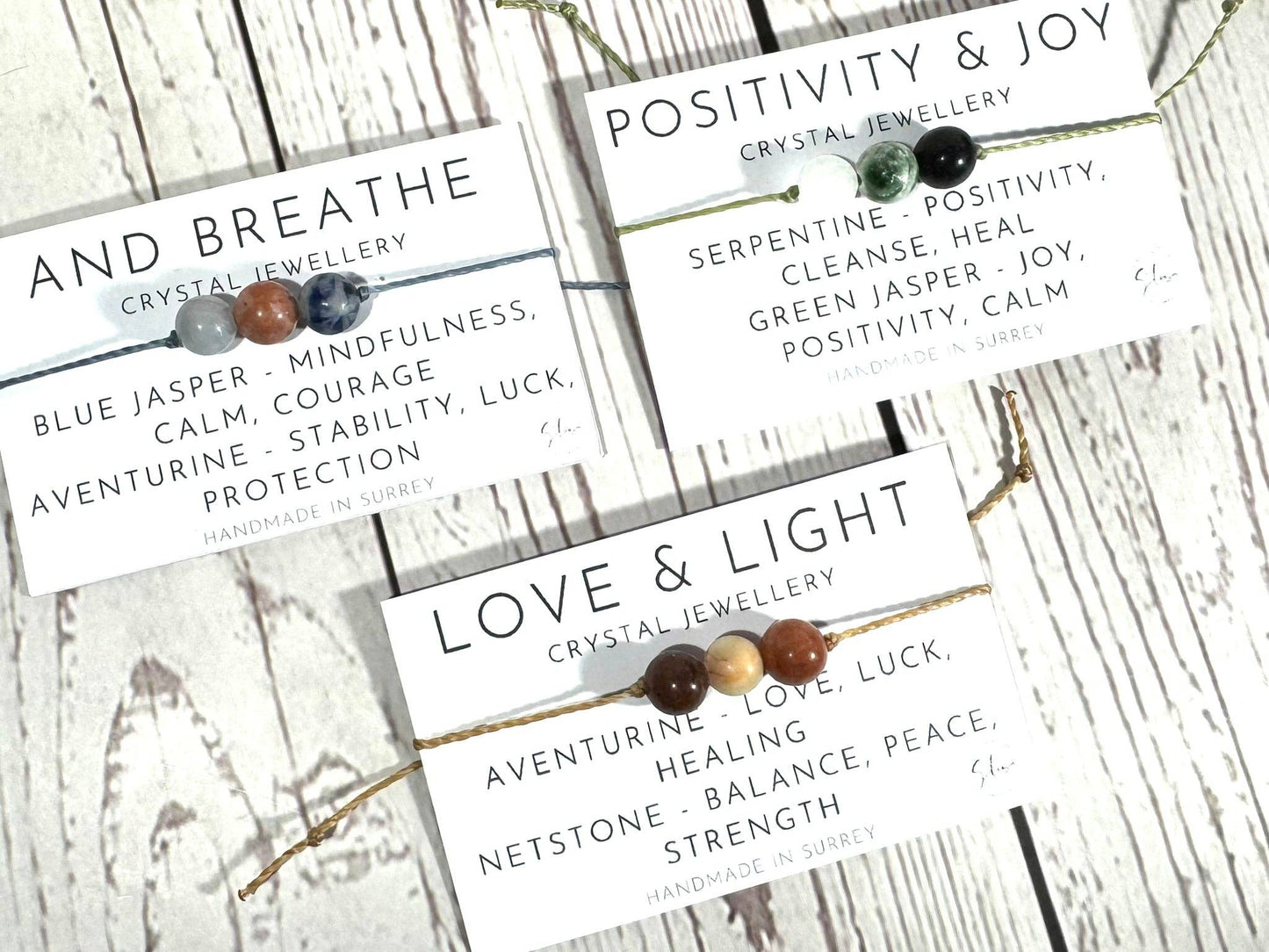 Crystal Support Bracelets: Love and Peace