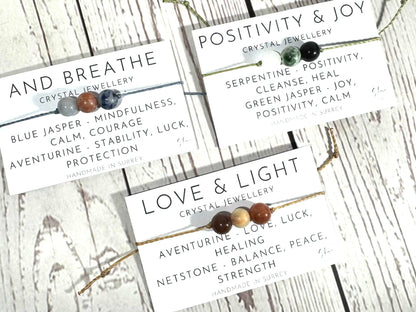 Crystal Support Bracelets: Love and Peace