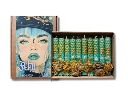 Luxury Beeswax Rune Candles with Herbs & Glitter