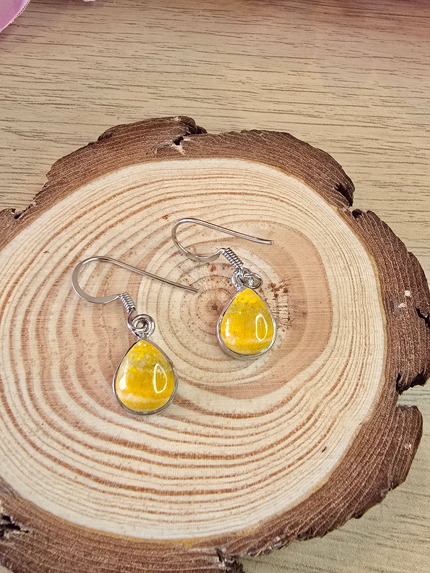 Bumblebee Jasper Sterling Silver Drop Earrings