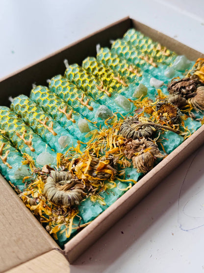 Luxury Beeswax Rune Candles with Herbs & Glitter
