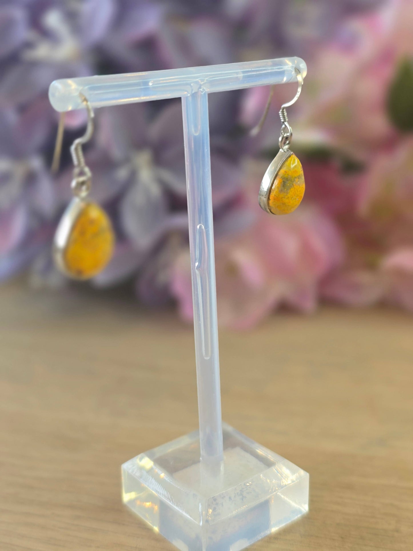 Bumblebee Jasper Sterling Silver Drop Earrings