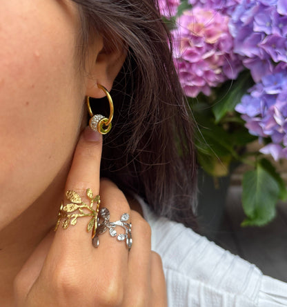 18ct Gold Plated Wrapped Around Leaf Ring - Gold