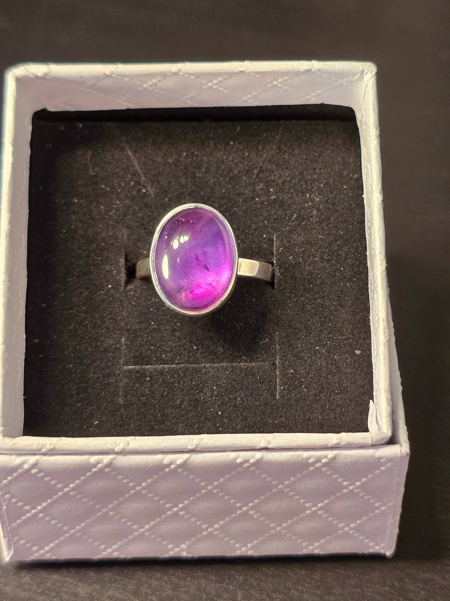 Amethyst Sterling Silver Adjustable Ring -4.8g