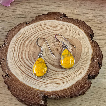 Bumblebee Jasper Sterling Silver Drop Earrings
