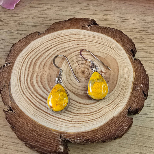 Bumblebee Jasper Sterling Silver Drop Earrings
