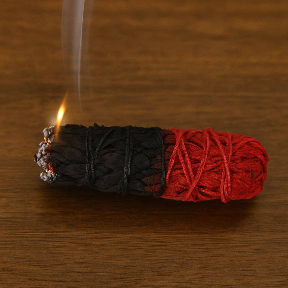 Reversible Red & Black Sage Smudge Stick - Love, 4"