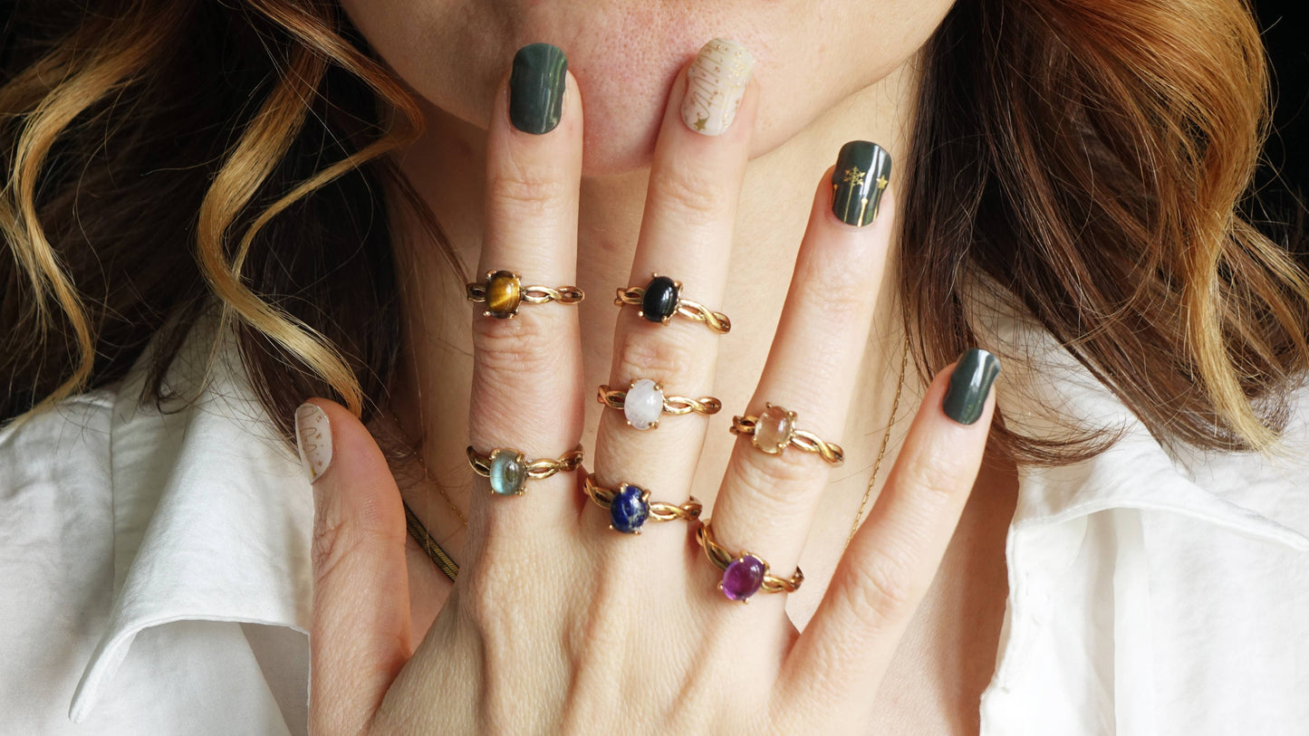 Tiger's Eye Crystal Stone Ring