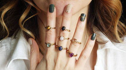 Tiger's Eye Crystal Stone Ring