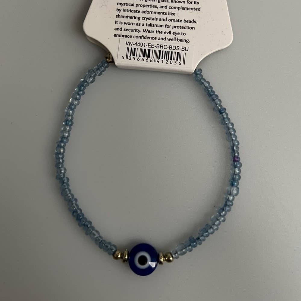 Evil Eye Bracelet with 2 Gold Beads Each Side (JIT): Pink