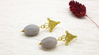 Agate Crystal Stone Earrings: Dark