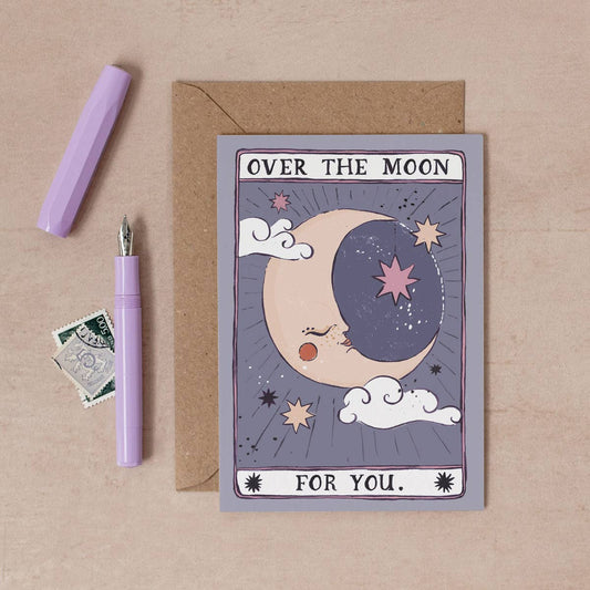 Over the Moon Card | Congratulations Card | Well Done Cards