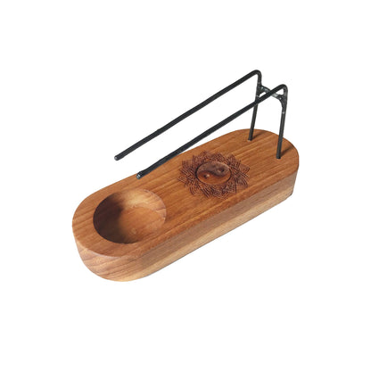 Palo Santo Heaters: Teardrop Palo Santo Heater - Teak Wood - Yin & Yang Design