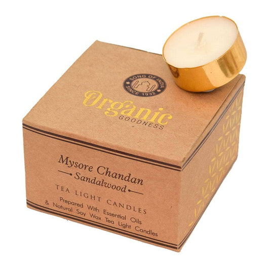 12 t-lite candles Organic Goodness Mysore Chandan Sandalwood