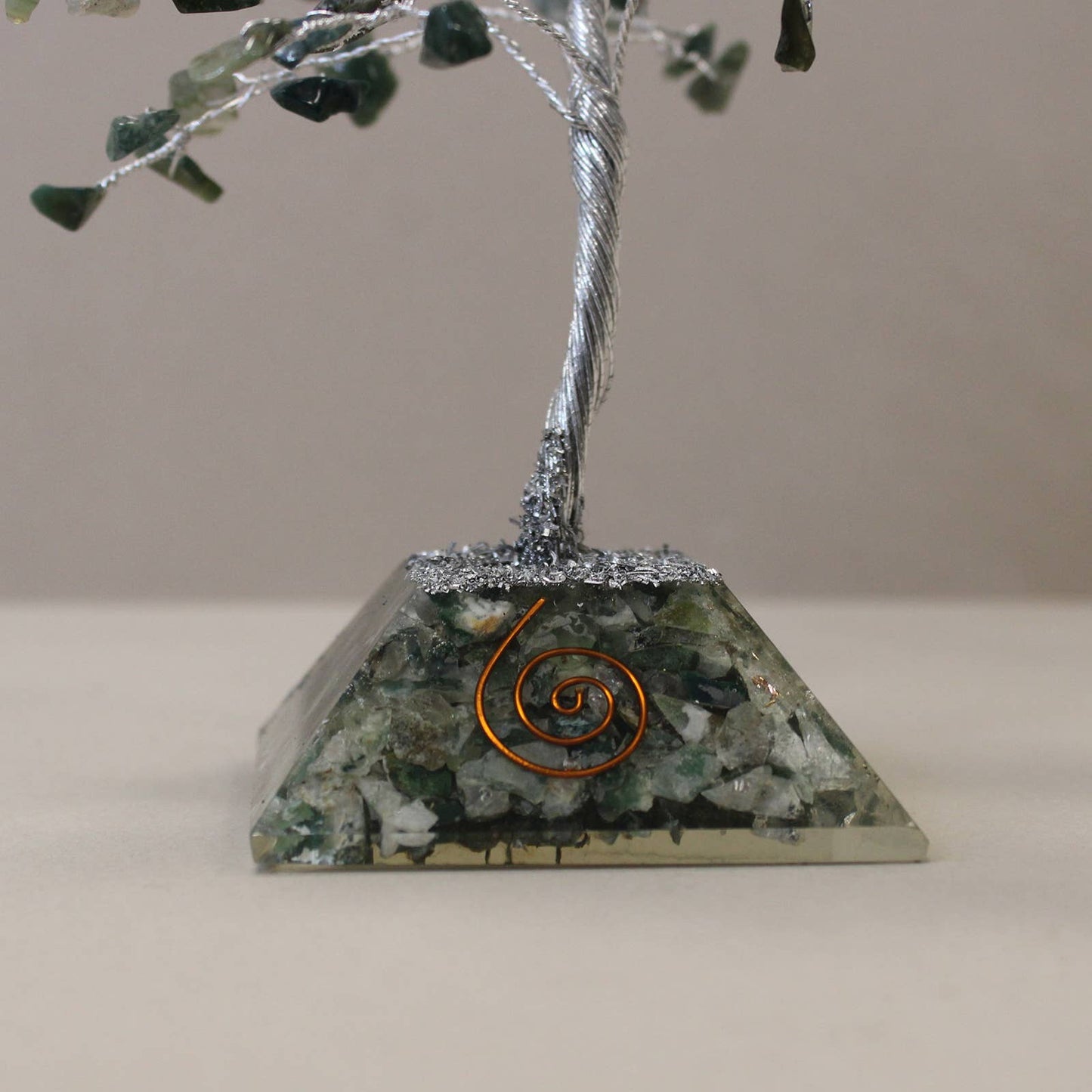 Moss Agate Gemstone Tree with Orgonite Base