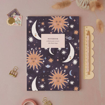 Sun And Moon Notebook | Plain Page Journal | Blank Notebooks