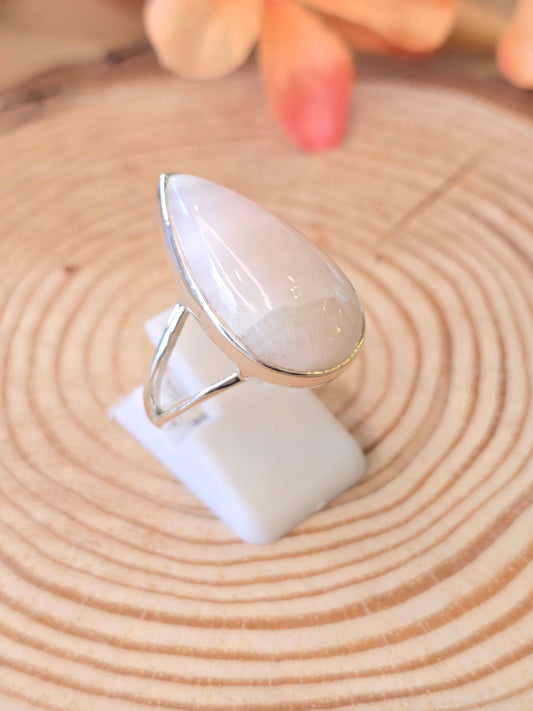 Mangano Calcite Sterling Silver Teardrop Ring - 6.3g - UK S
