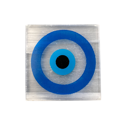 Powerful Evil Eye Charging Plate - Selenite Crystal: Round