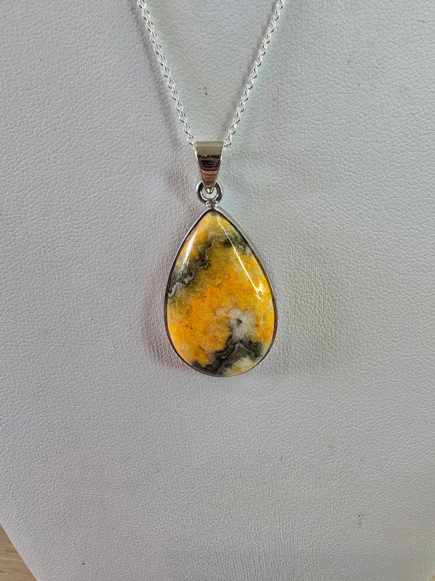 Bumblebee Jasper Sterling Silver Pendant and Chain - 6.5g