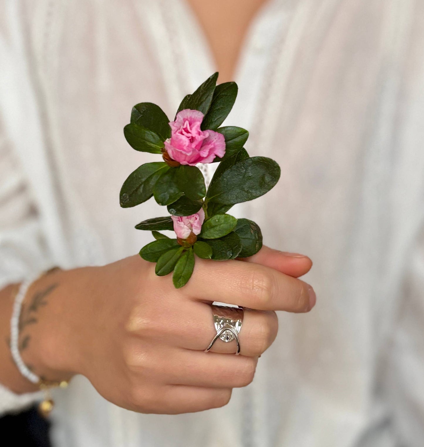 Silver Hammered Crossover Adjustable Ring