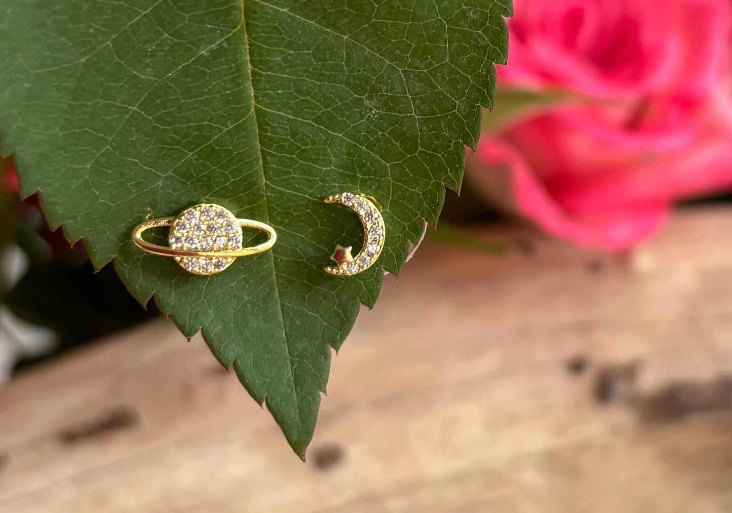 14ct Gold Plated Mismatch Planet Earrings