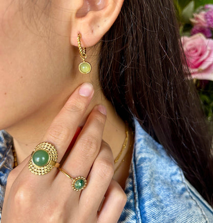 18ct Gold Plated Aventurine Sunflower Ring