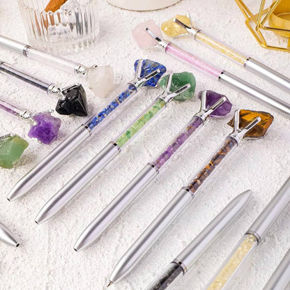 Raw Stone Cylindrical Crystal Pen: Green Fluorite