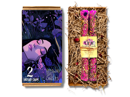 Large Dressed Beeswax Spell Candles 8" (20cm): Calm / 2