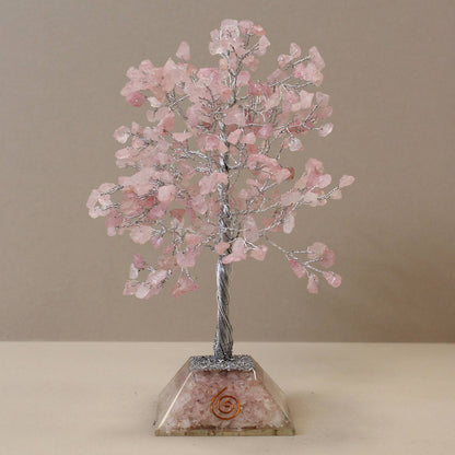 Rose Quartz Gemstone Tree with Orgonite Base