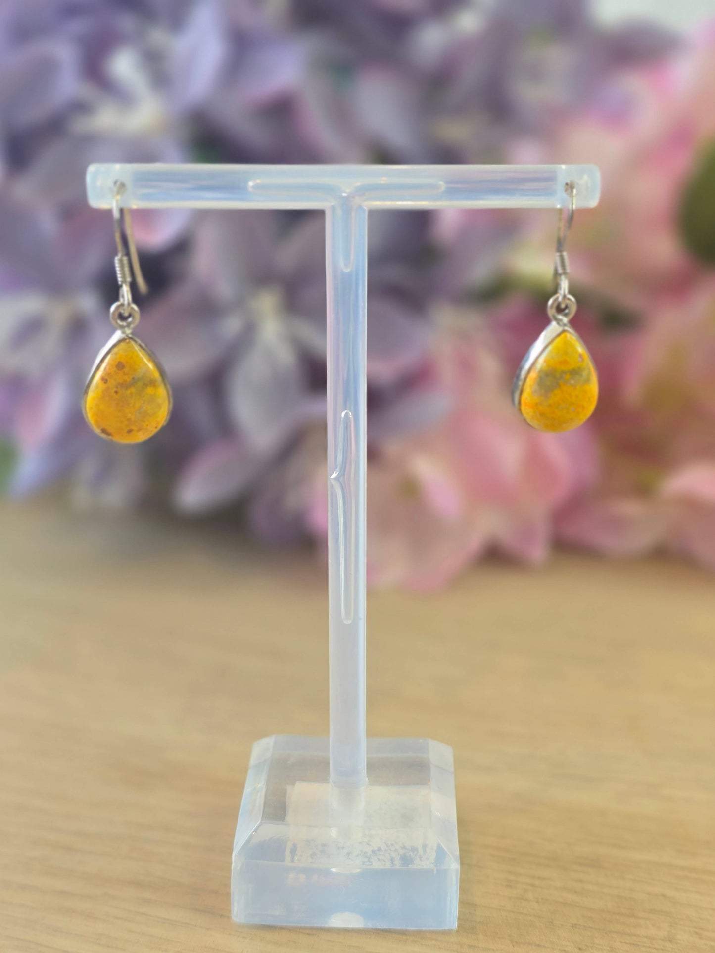 Bumblebee Jasper Sterling Silver Drop Earrings