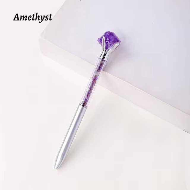 Raw Stone Cylindrical Crystal Pen: Citrine