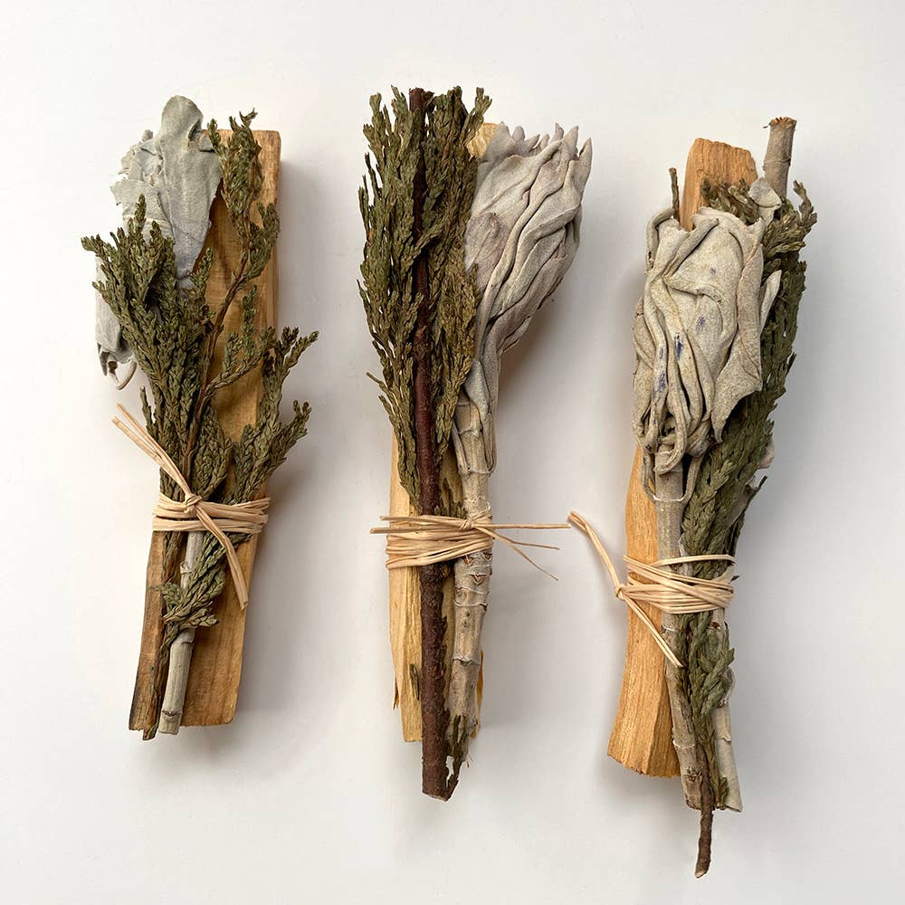 Mini Smudge Cluster, White Sage with Palo Santo and Cedar 4"