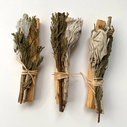 Mini Smudge Cluster, White Sage with Palo Santo and Cedar 4"