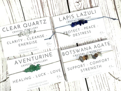 Crystal Mini Beaded Bracelets: Chip / Rose Quartz