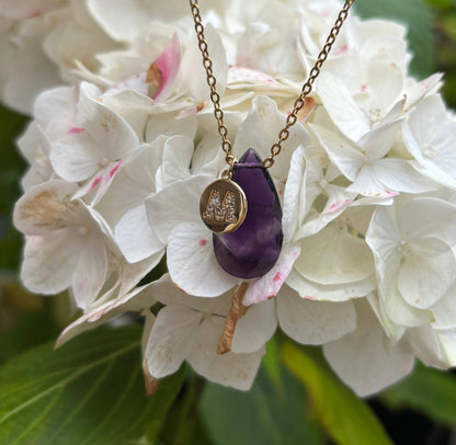 Personalised 18ct Gold Plated Amethyst Drop Necklace