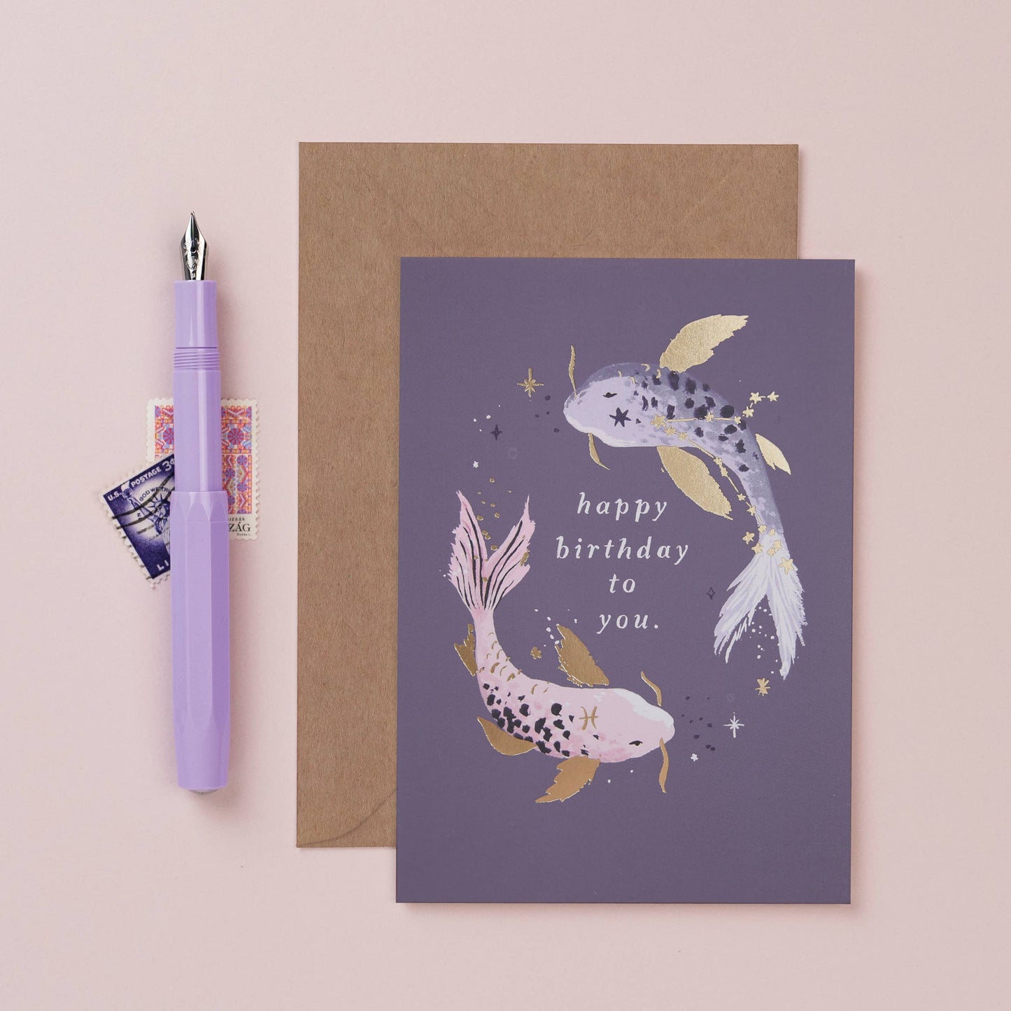 Koi Zodiac Birthday Card | Pisces Star Sign | Astrology Card