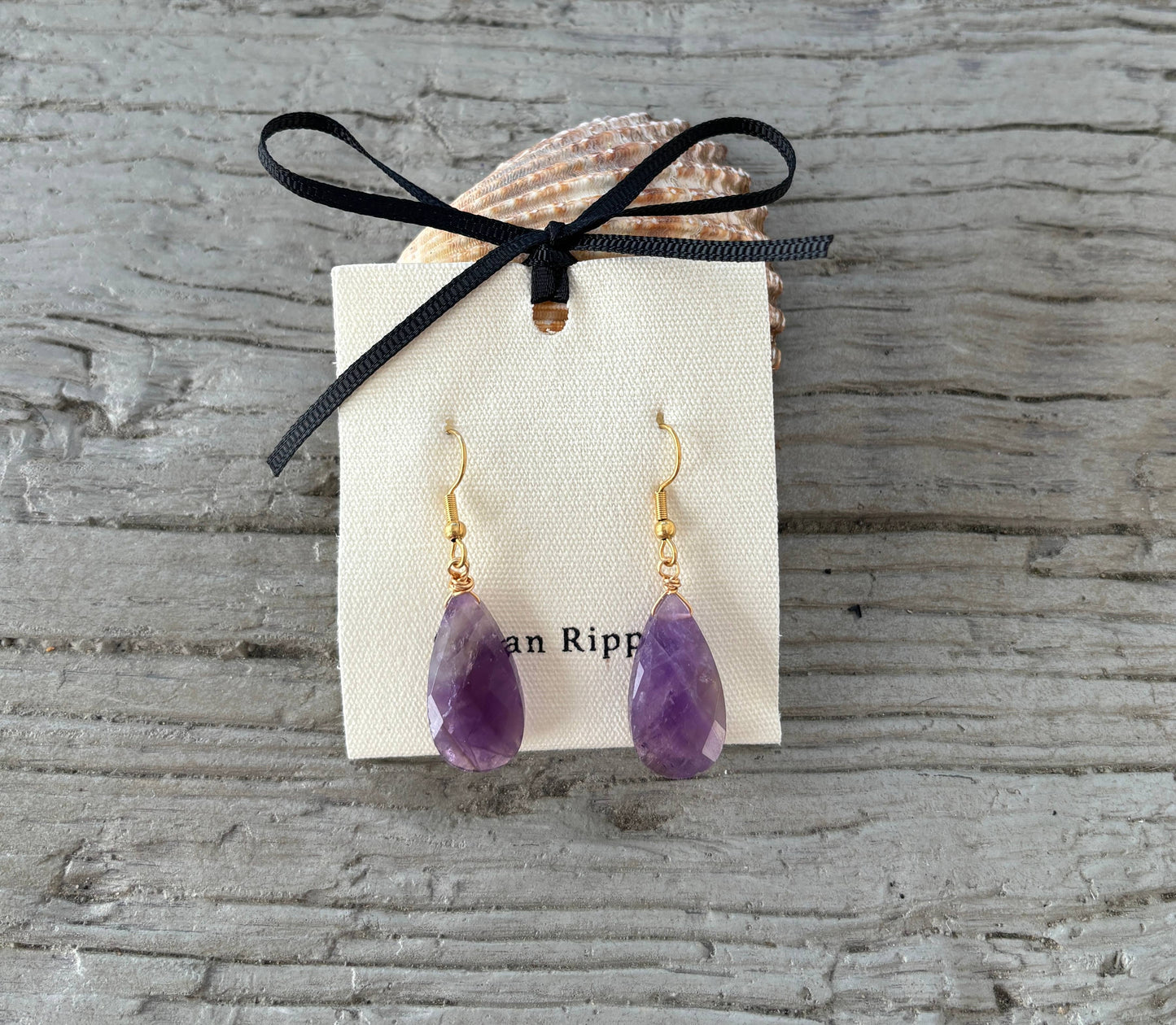 18ct Gold Plated Amethyst Drop Earrings