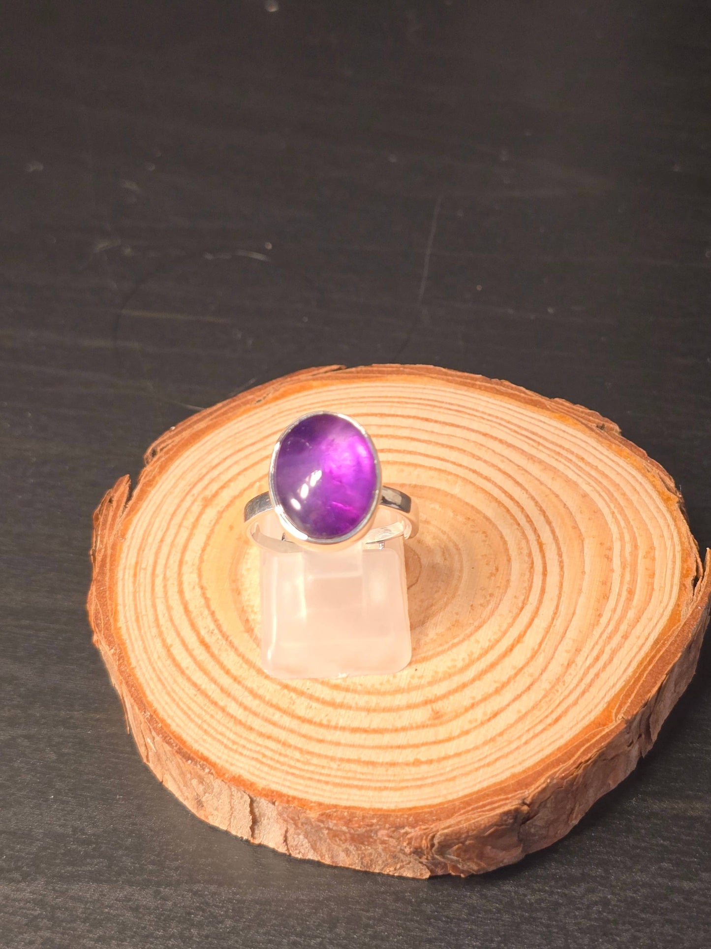 Amethyst Sterling Silver Adjustable Ring -4.8g